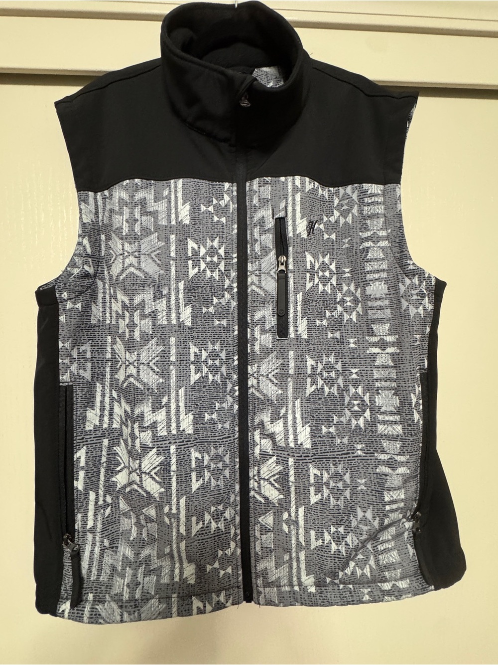 Hooey Black and Gray Aztec Patterned Softshell Vest
